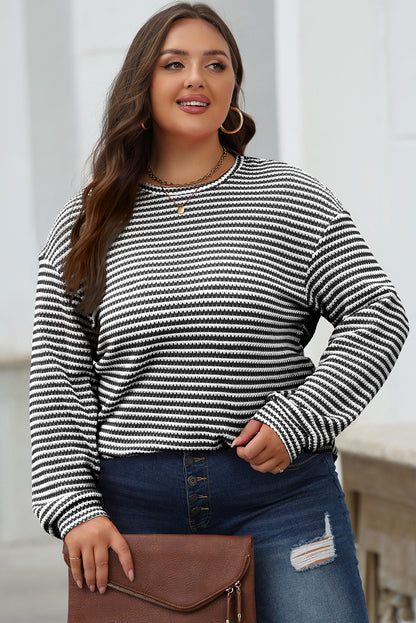 Round Neck Drop Shoulder Long Sleeve Top