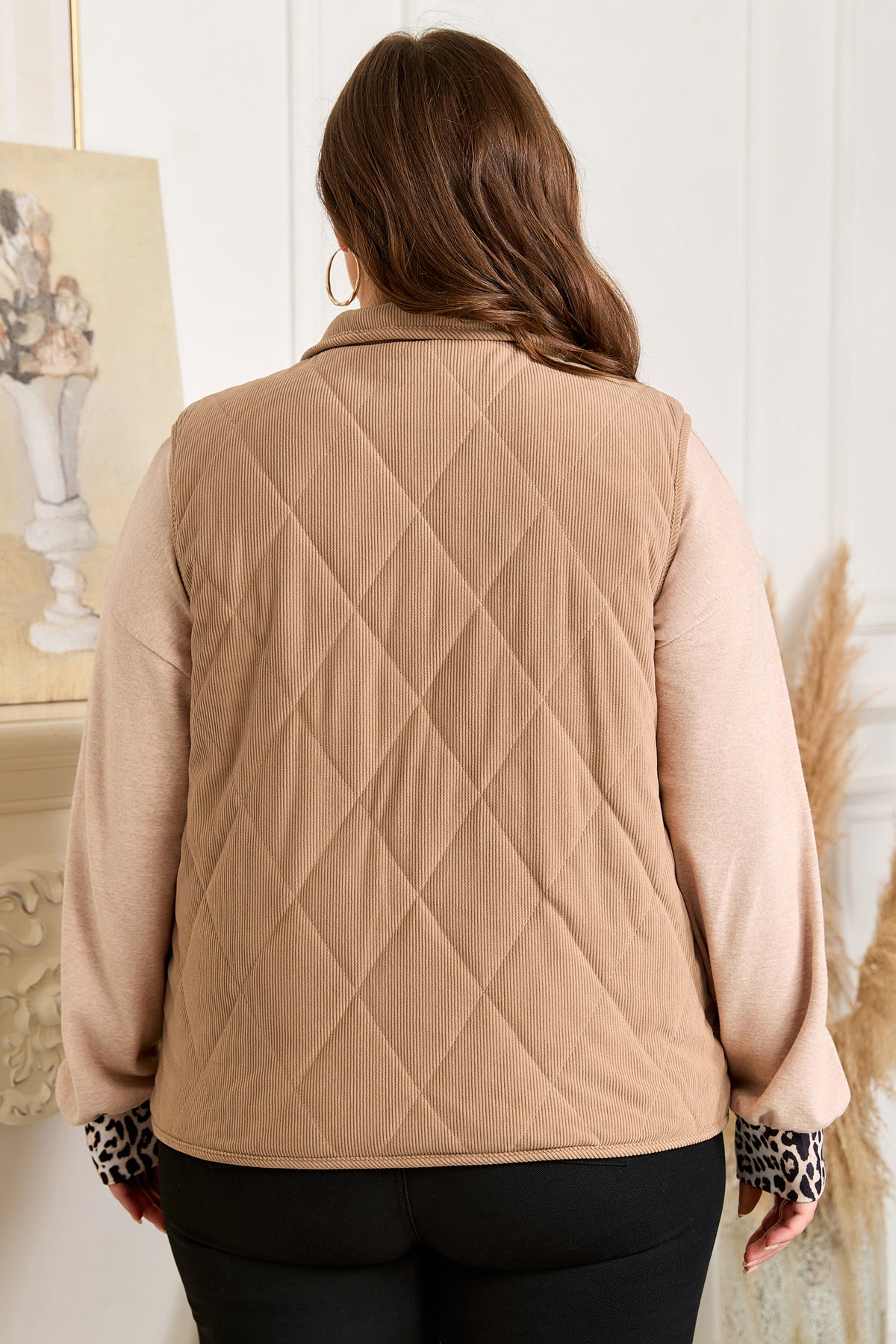 Camel Quilted Corduroy Vest