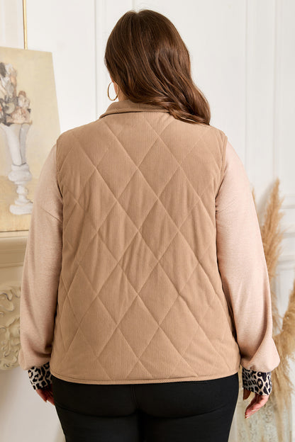Camel Quilted Corduroy Vest