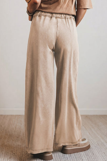 Ashleigh Blue Mineral Wash Drawstring Retro High Waist Wide Leg Western Pants