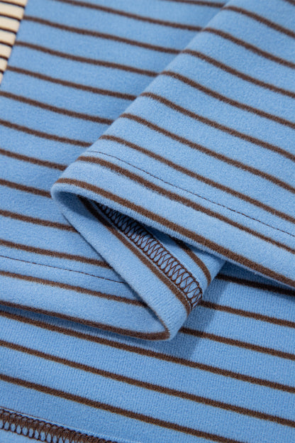Striped Colorblock Crewneck Pullover