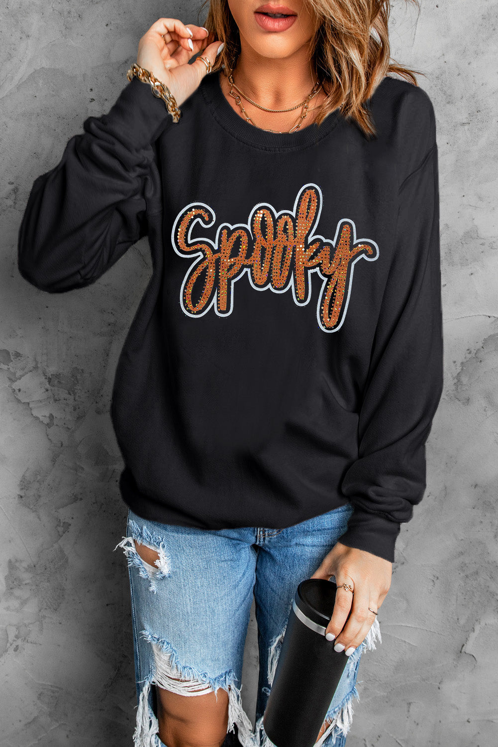 Spooky Sparkle Rhinestone Sweatshirt