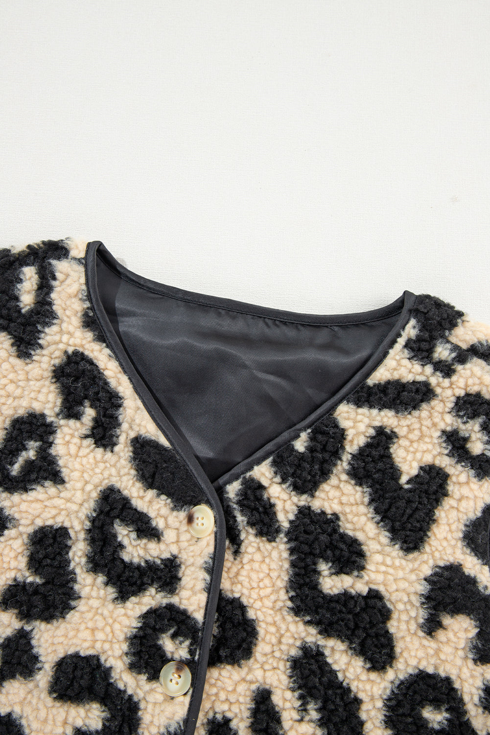 Leopard Sherpa Button Vest