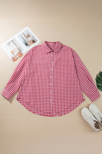 Red Plaid V-Neck Tunic