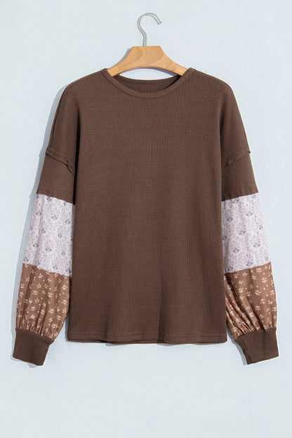Plus Size Floral Patchwork Waffle-Knit Top — product image 2