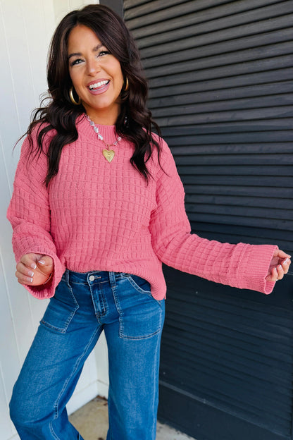 Peach Bloom Drop Shoulder Sweater
