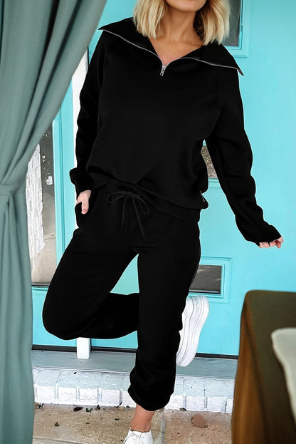 Half-Zip Drawstring Pant Set