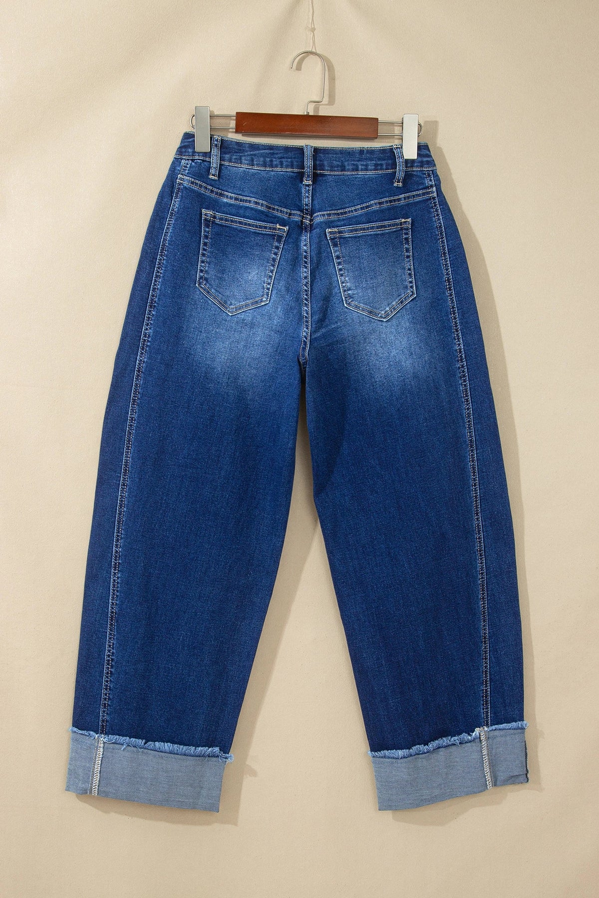 Cuffed Raw Hem High-Waist Jeans — view 3