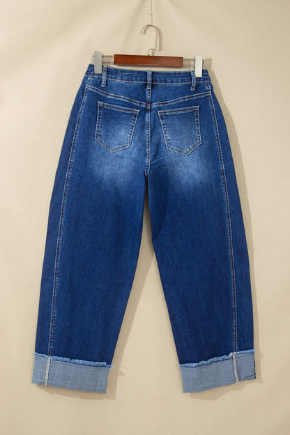 Cuffed Raw Hem High-Waist Jeans — view 3