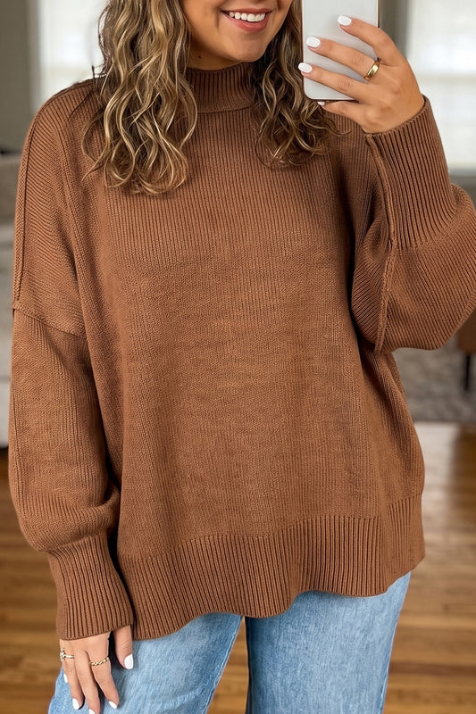 Chestnut Ribbed Tunic Sweater