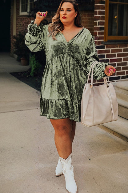 Emerald Velvet Babydoll Dress