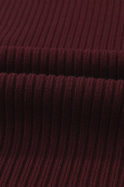 Solid Ribbed Knit Patch Pocket Short Sleeve Top