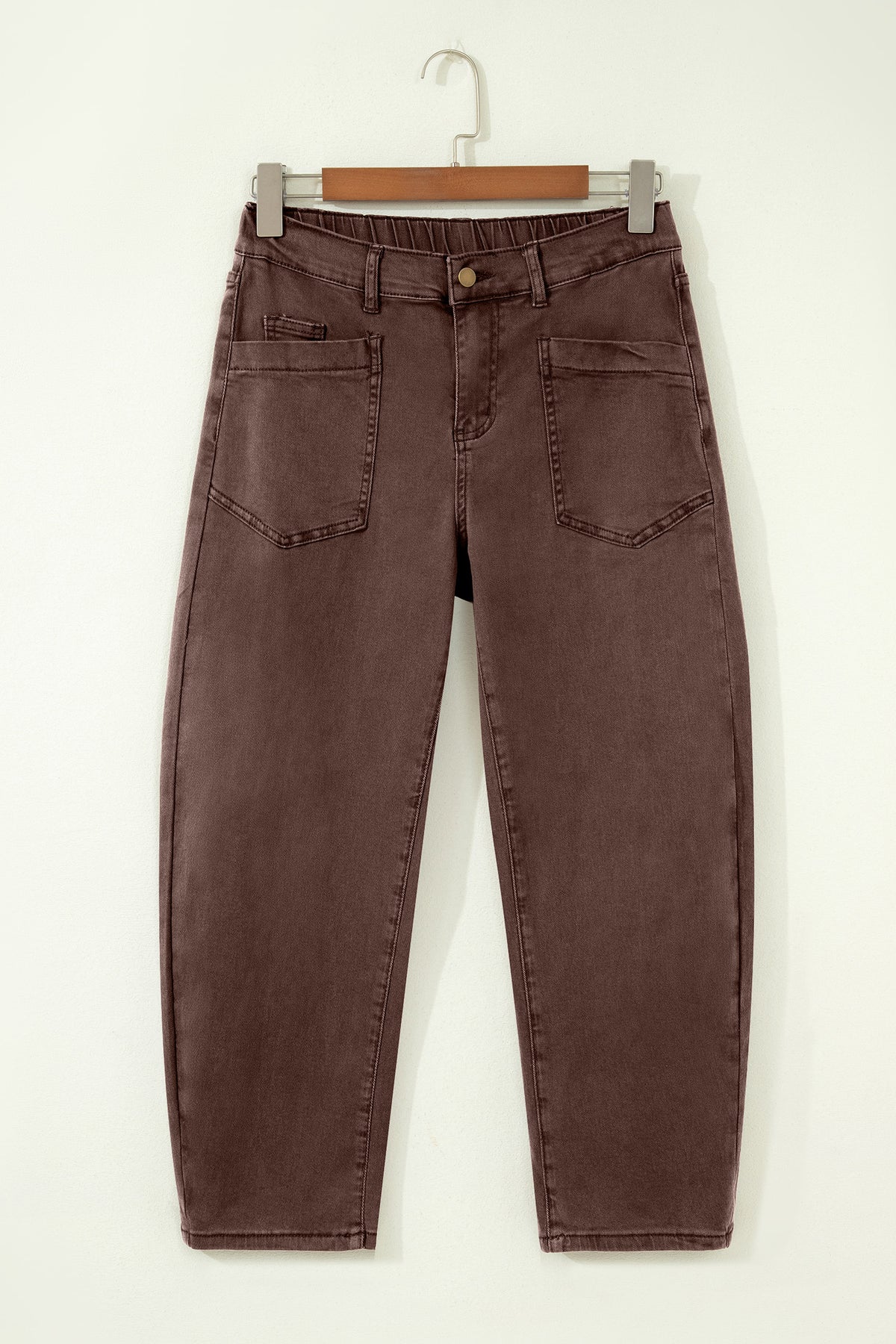 Patch-Pocket Ankle Barrel Jeans