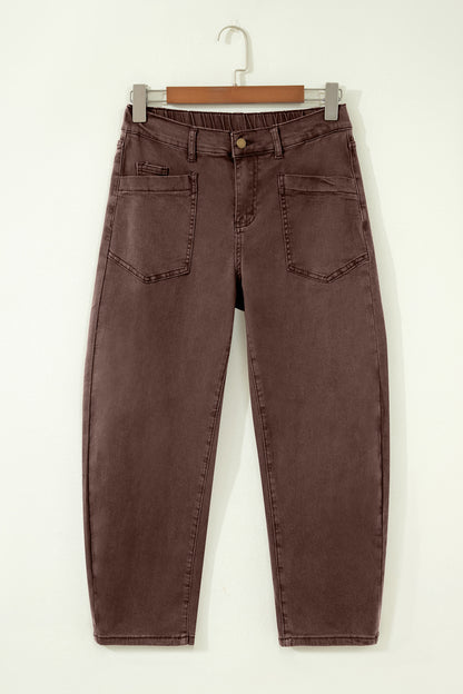 Patch-Pocket Ankle Barrel Jeans