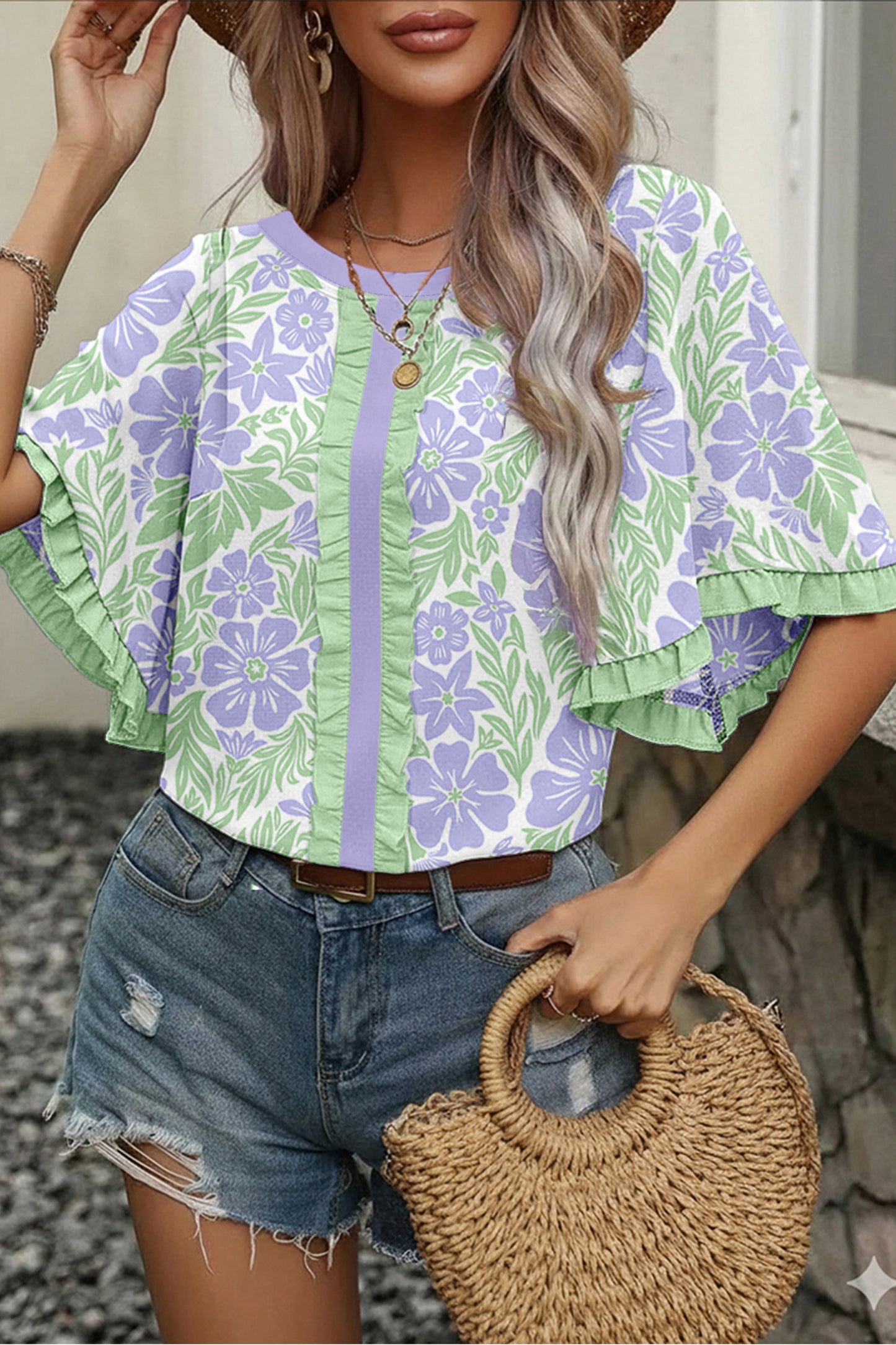 Cedar Creek Floral Ruffle Blouse