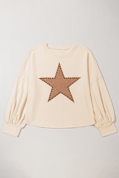 Beige Studded Star Tee