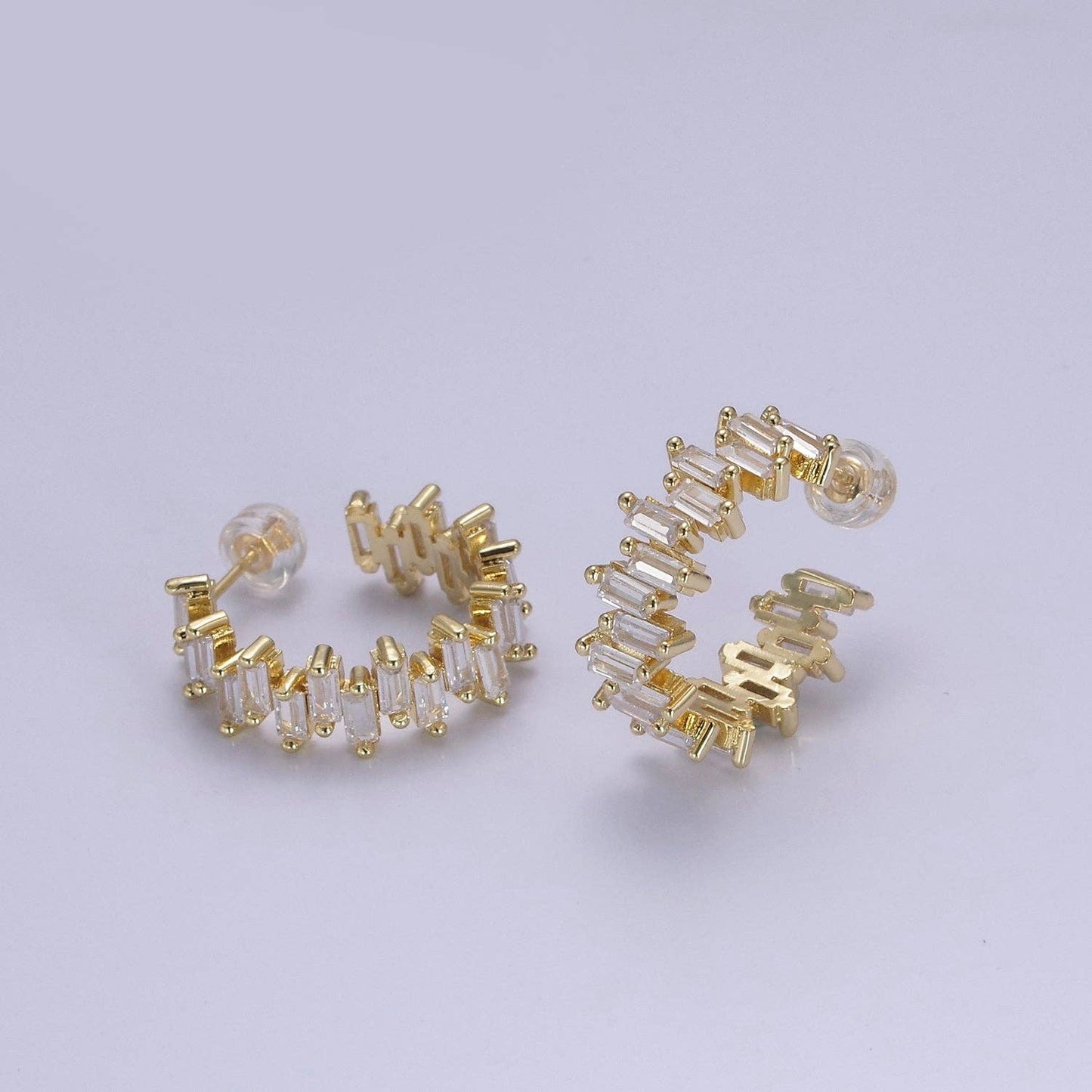 14k Gold Filled Hoop Earrings Baguette Hoop Earrings