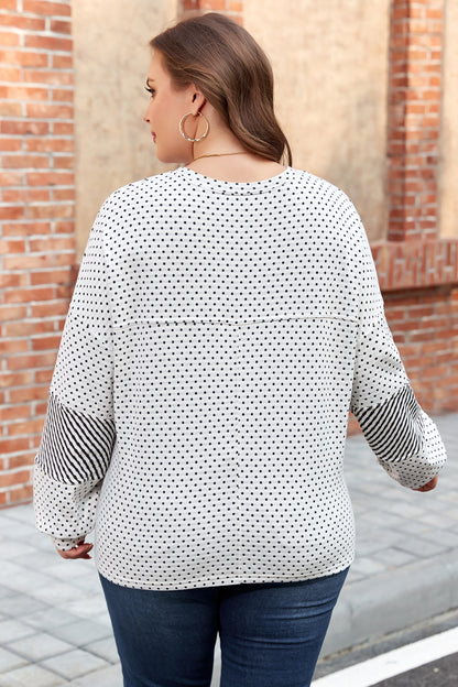 Beige Polka Dot Stripe Henley