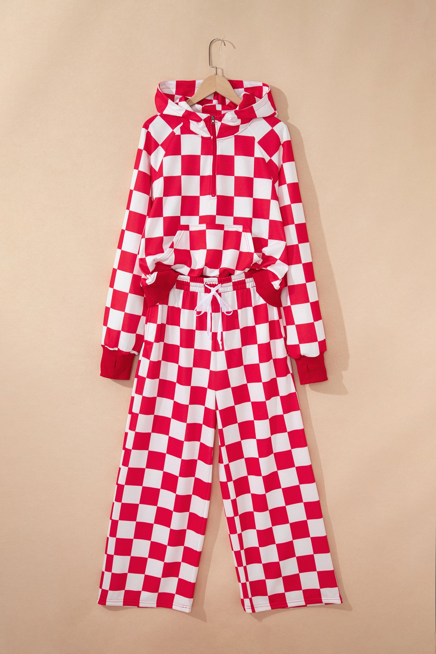 Peppermint Check Half-Zip Pant Set