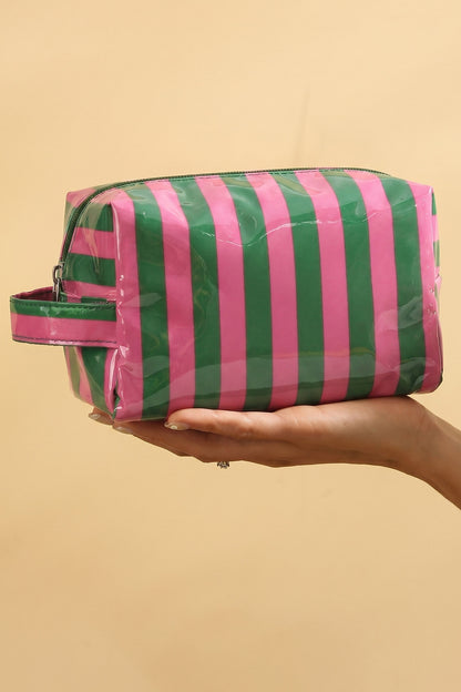 Sunlit Striped PVC Cosmetic Bag