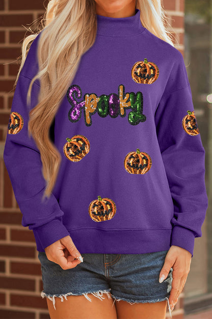 Spooky Pumpkin Sequin Sweatshirt