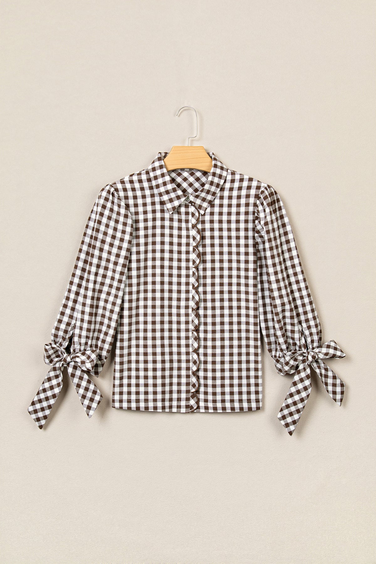 Plaid Tie-Front Button-Up Shirt