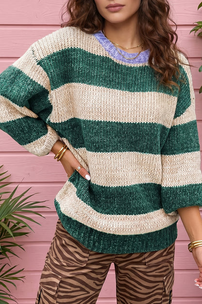 Cider Striped Drop Shoulder Sweater