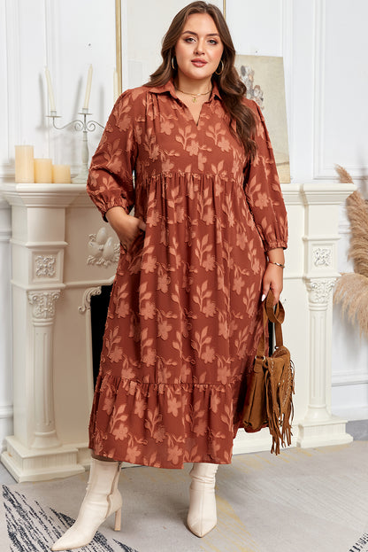 Cinnamon 3D Floral Ruffle Maxi Dress