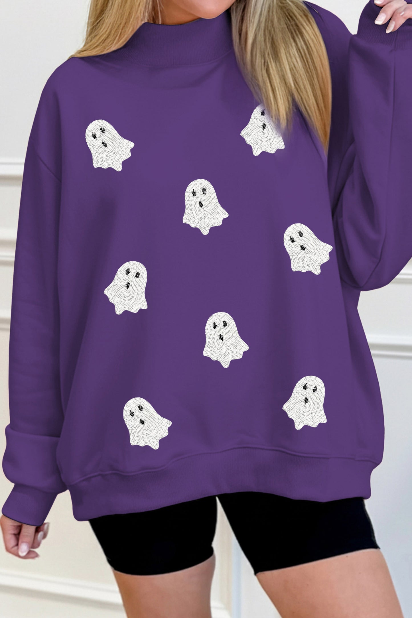 Ghostlight Sequin Mock Neck Sweatshirt