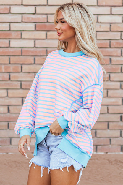 Striped High-Low Tunic Sweatshirt