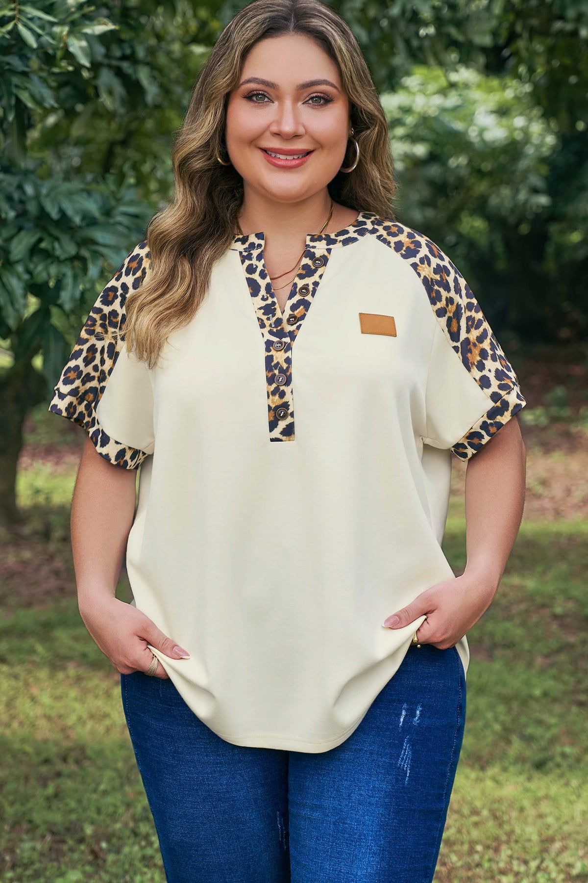 Beige Leopard Polo Tee