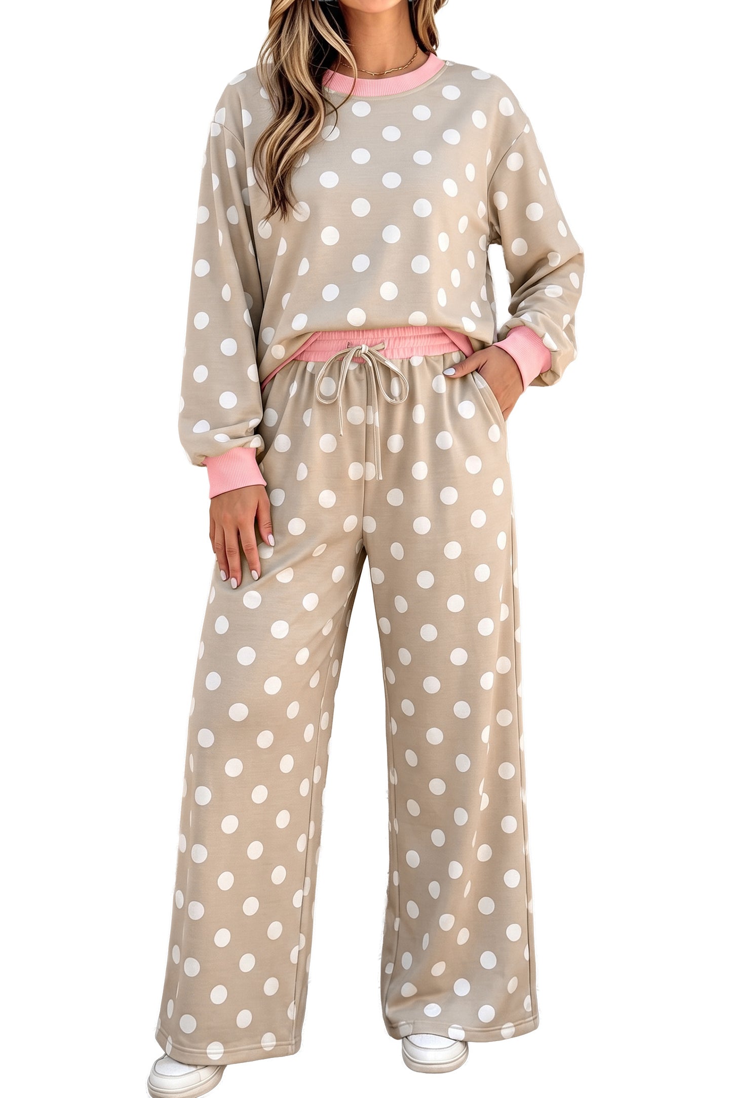 Sweet Talk Polka Dot Top And Pants Set