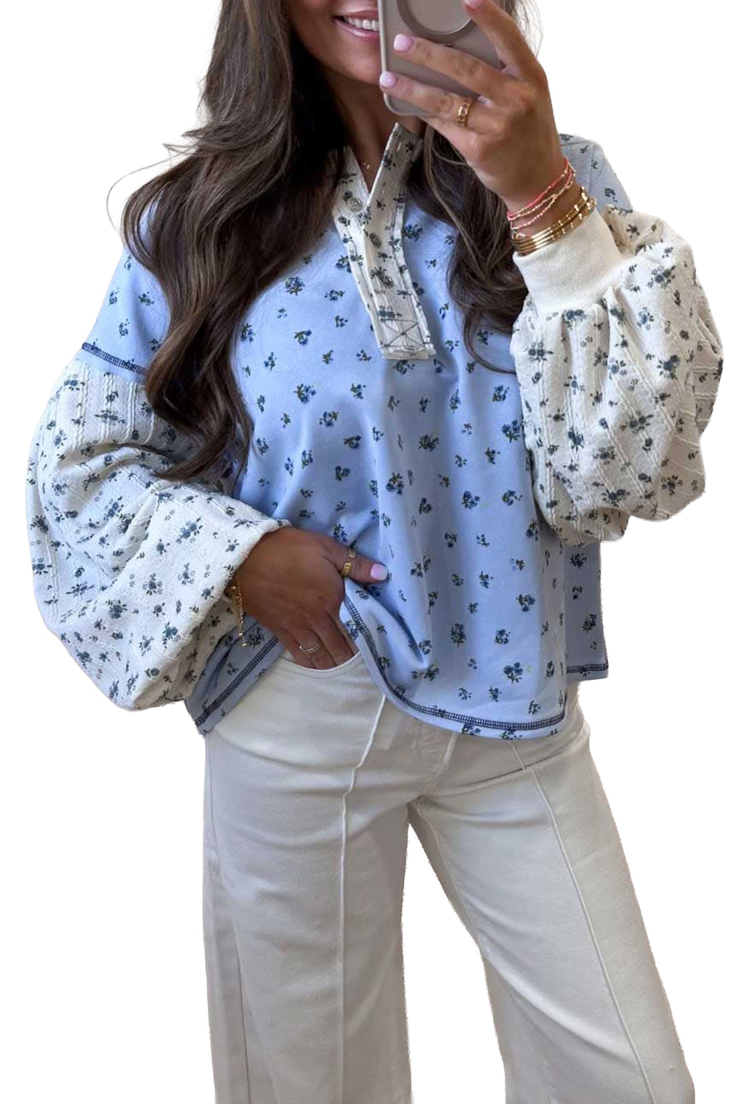 Bluebell Floral Contrast Top