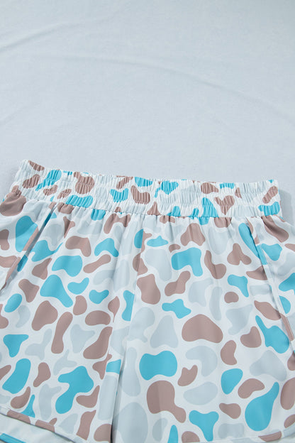 Plus Size Camo Elastic Waist Athleisure Shorts