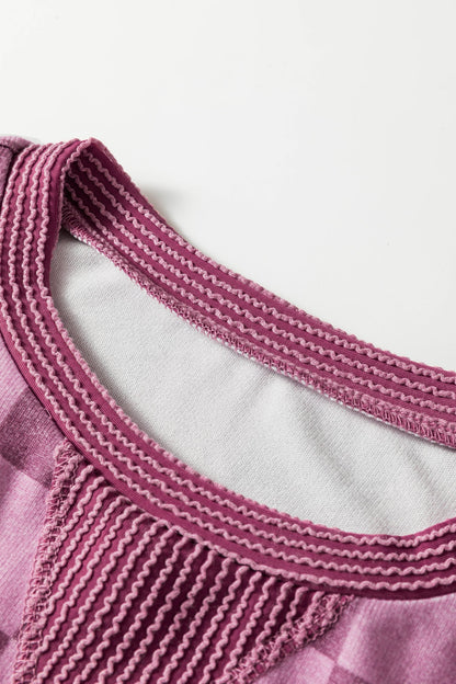 Checker Corded Knit Trim Long Sleeve Top — product image 4