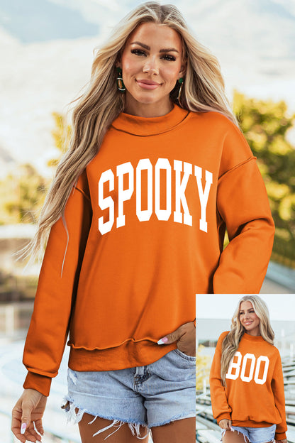 Spooky Boo Reversible Mock Neck Sweatshirt