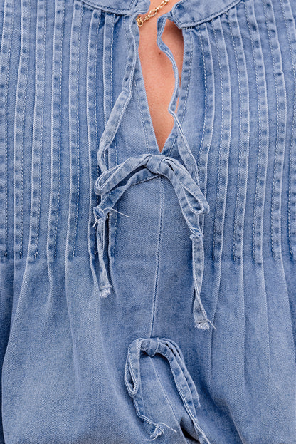 Bluebell Denim Bow Puff Sleeve Top