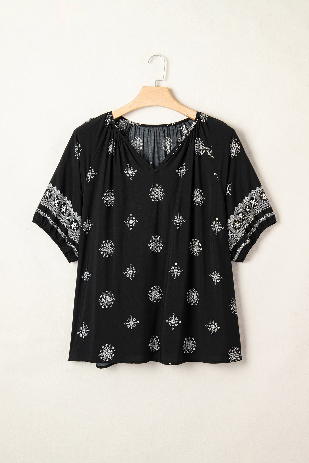 Floral Notched-Neck Blouse