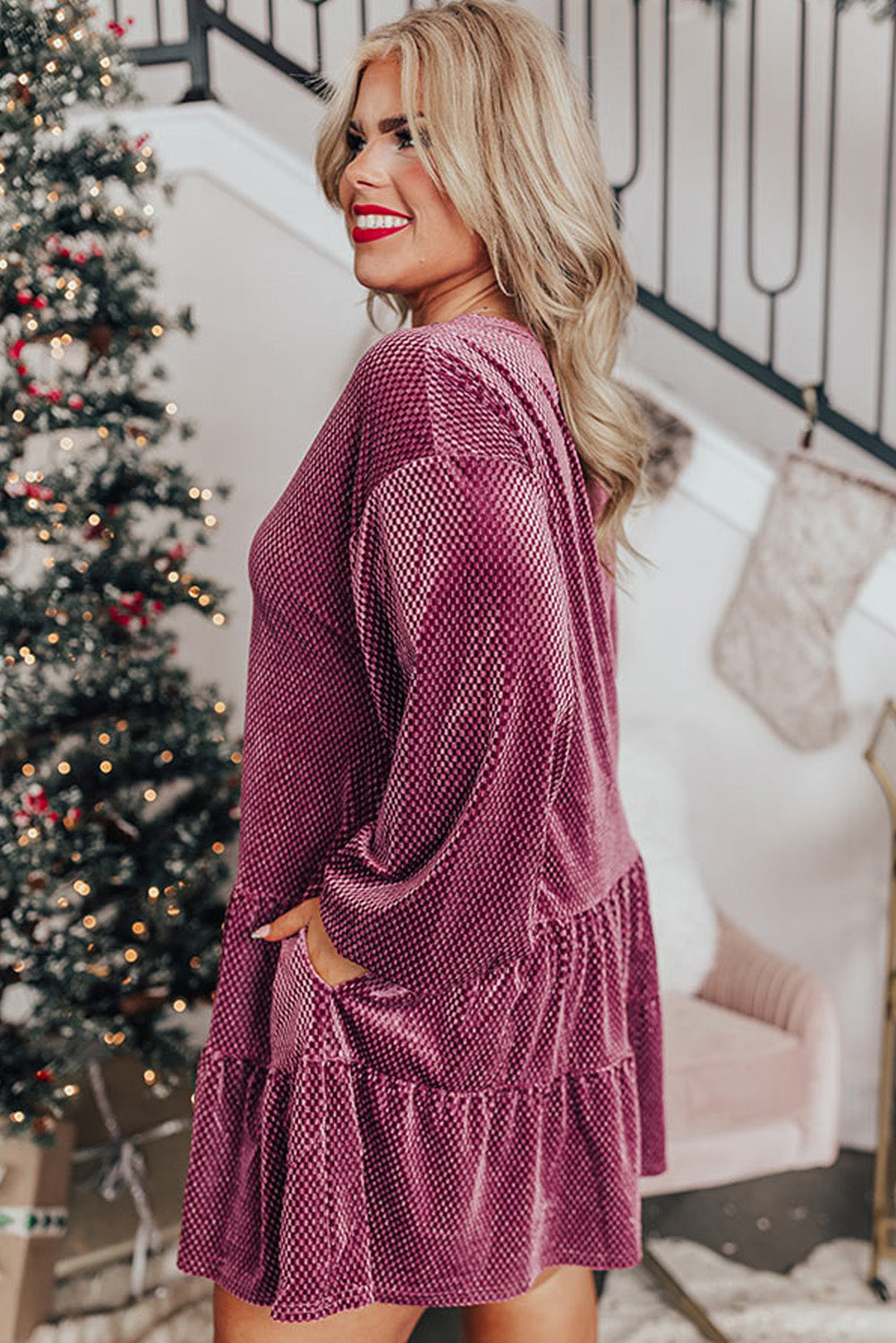 Meadow Mauve Velvet Tiered Dress
