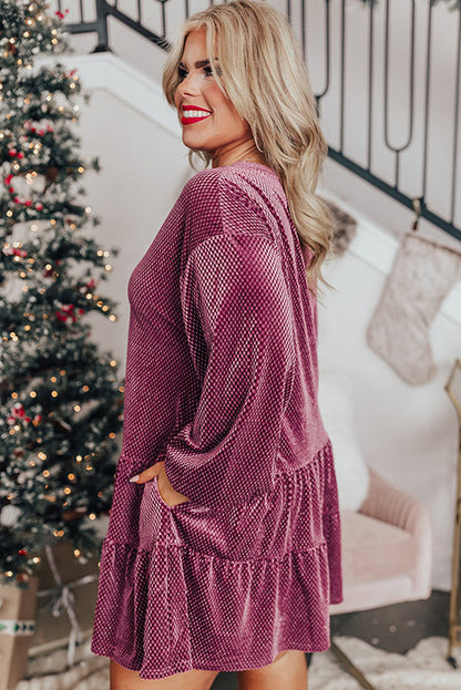 Meadow Mauve Velvet Tiered Dress