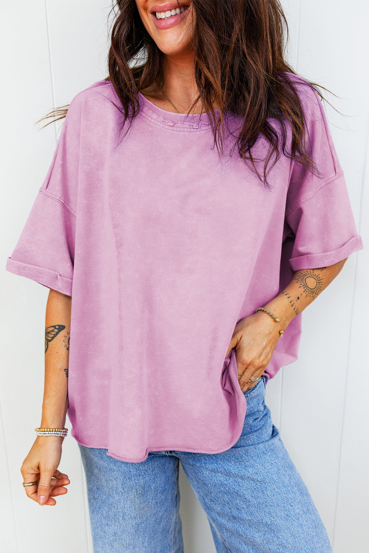 Lavender Mineral Wash Raw-Edge Tee