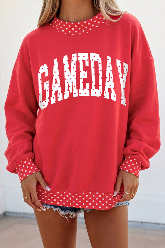Polka Dot Game Day Mock-Neck Sweatshirt