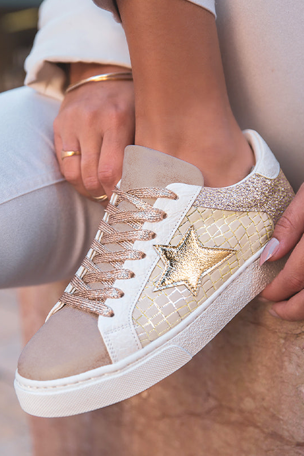 Starlight Glitter Star Lace-Up Sneakers
