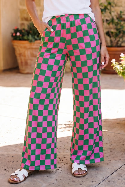 Wild Card Checked Wide Leg Pants