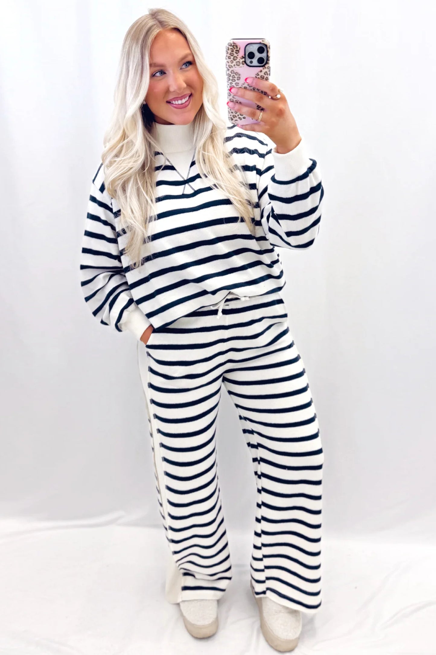 Coastal Stripe Ribbed Pant Set