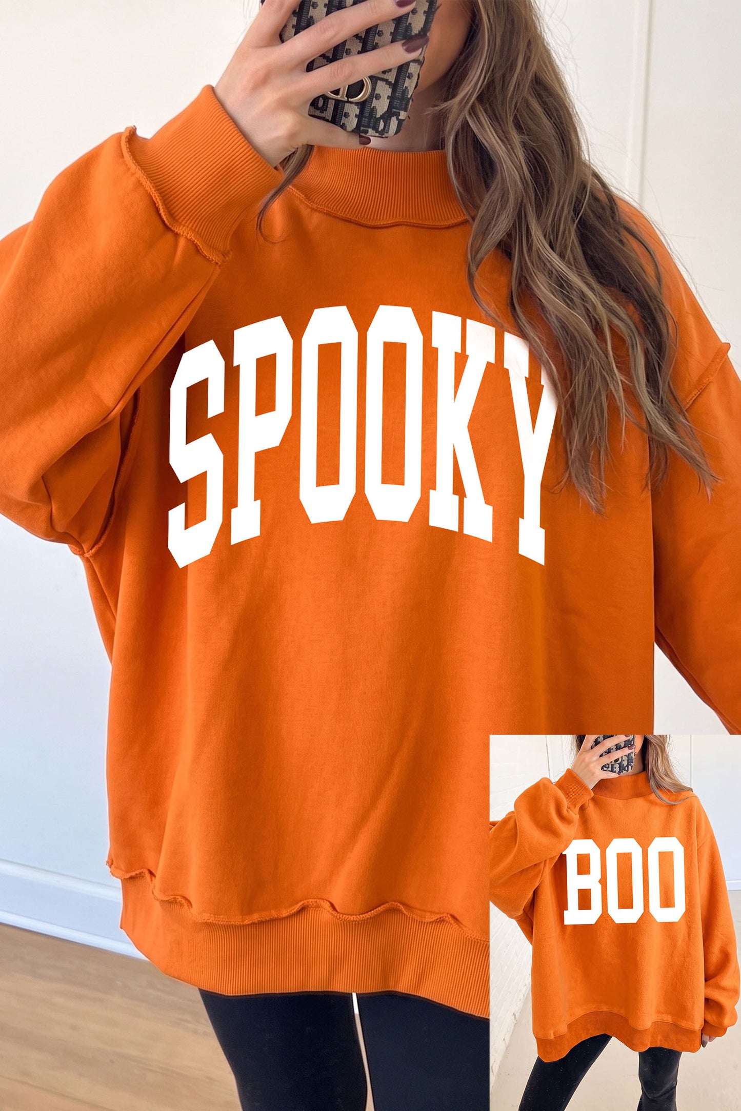 Spooky Boo Reversible Mock Neck Sweatshirt