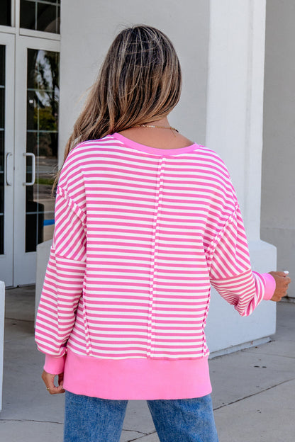 Textured Colorblock Split-Hem Top