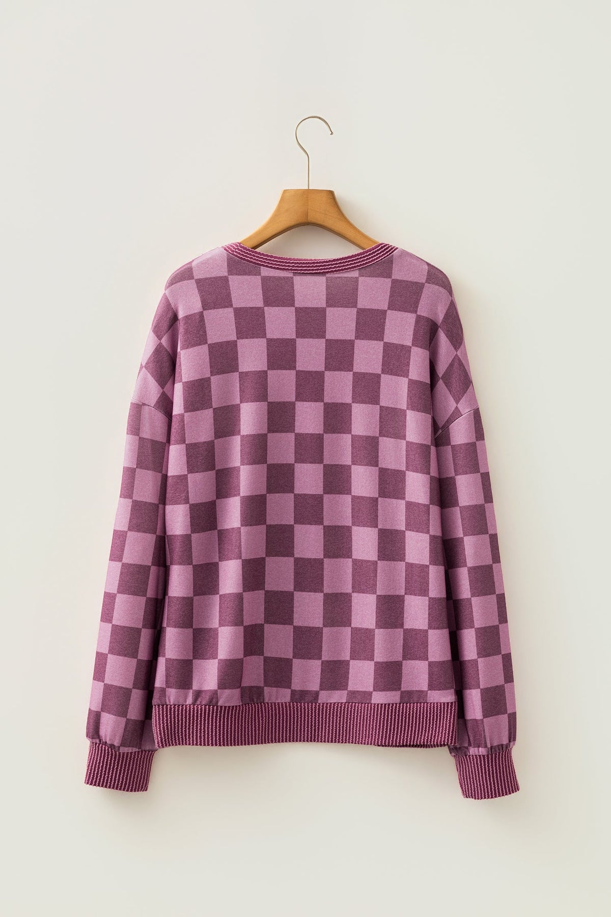 Checker Corded Knit Trim Long Sleeve Top — product image 3