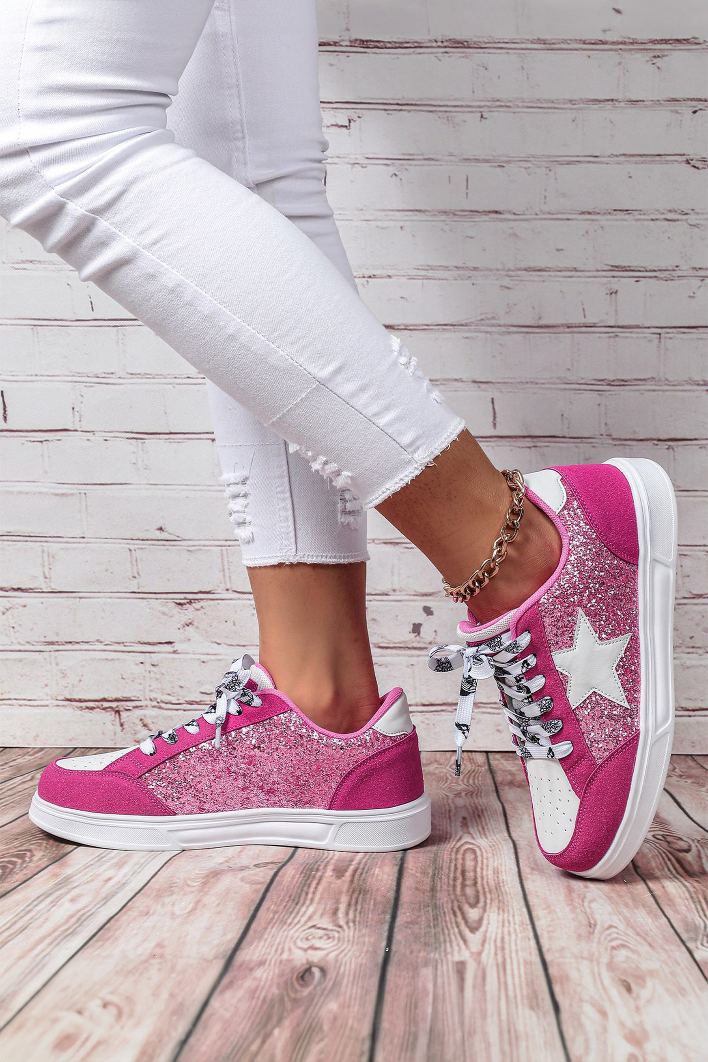 Starlight Glitter Star Lace-Up Shoes