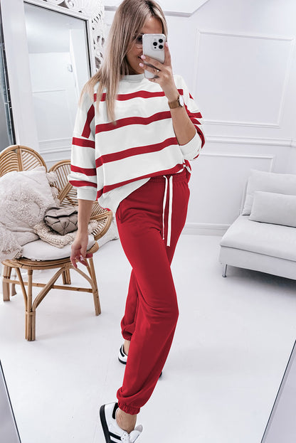 Red Stripe Pullover & Jogger Set